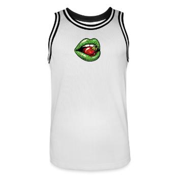 Weihnachtskußmund . 2 - Männer Basketball-Trikot - Weiß/Schwarz - Vorne - AI Model Male 185 dark (185cm)