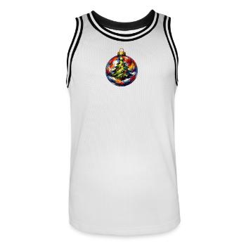 Weihnachtskugel mit Tannenbaummotiv - Männer Basketball-Trikot - Weiß/Schwarz - Vorne - AI Model Male 185 dark (185cm)