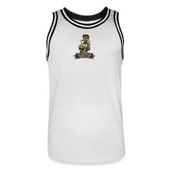 Zombie mit Kaffee auf dem Einkaufsweg - Männer Basketball-Trikot - Weiß/Schwarz - Vorne - AI Model Male 185 dark (185cm)