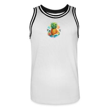 Art aquarelle du Paradis Tropical Pineapple - Maillot de basket Homme - blanc/noir - Devant - AI Model Male 185 dark (185cm)