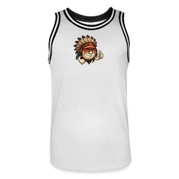 Volleyball Häuptling  - Männer Basketball-Trikot - Weiß/Schwarz - Vorne - AI Model Male 185 dark (185cm)