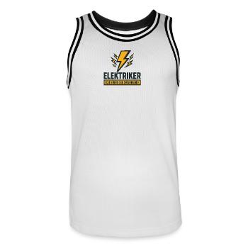 Elektriker Spruch: Ich bring die Spannung - Männer Basketball-Trikot - Weiß/Schwarz - Vorne - AI Model Male 185 dark (185cm)