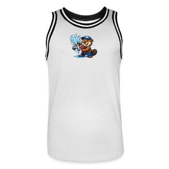 Beaver Klempner repariert einen Wasserhahn Spritzen - Männer Basketball-Trikot - Weiß/Schwarz - Vorne - AI Model Male 185 dark (185cm)