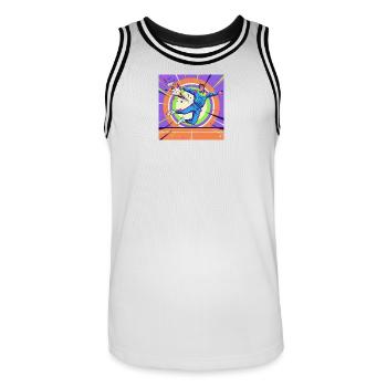 Neon Pop Tennis Star Retro-Stil - Männer Basketball-Trikot - Weiß/Schwarz - Vorne - AI Model Male 185 dark (185cm)