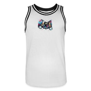 Vache d'hérens coloré en aquarelle - Maillot de basket Homme - blanc/noir - Devant - AI Model Male 185 dark (185cm)