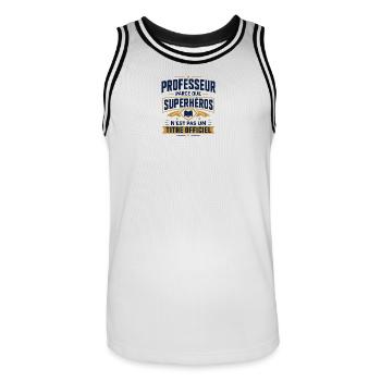professeur superhéros enseignant humour cadeau ren - Maillot de basket Homme - blanc/noir - Devant - AI Model Male 185 dark (185cm)