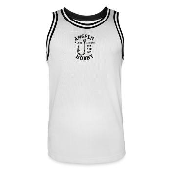 Angeln: Alles ist nur Hobby - Männer Basketball-Trikot - Weiß/Schwarz - Vorne - AI Model Male 185 dark (185cm)