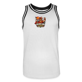 Hincha Loco – Spanien Fan - Männer Basketball-Trikot - Weiß/Schwarz - Vorne - AI Model Male 185 dark (185cm)