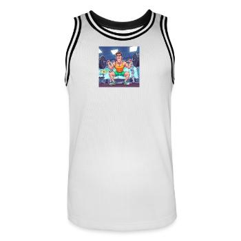 Collection de dessins animés masculins GIDAGI - Maillot de basket Homme - blanc/noir - Devant - AI Model Male 185 dark (185cm)