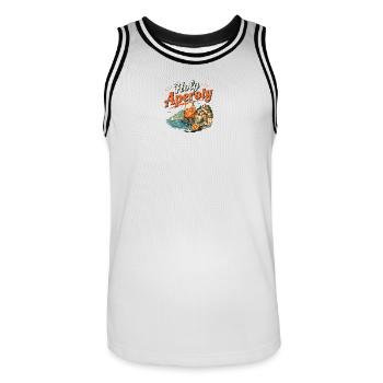Coastal aperitif at sunset - Men's Basketball Jersey - white/black - Front - AI Model Male 185 dark (185cm)