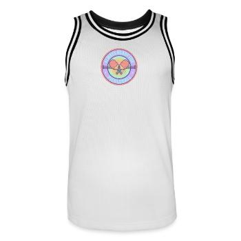 Toujours prêt pour le pickleball - Maillot de basket Homme - blanc/noir - Devant - AI Model Male 185 dark (185cm)