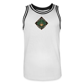 Vie de maman des plantes Garde ça vert - Maillot de basket Homme - blanc/noir - Devant - AI Model Male 185 dark (185cm)