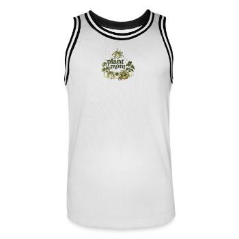 Plant Mom Vintage Plant Love - Men's Basketball Jersey - white/black - Front - AI Model Male 185 dark (185cm)