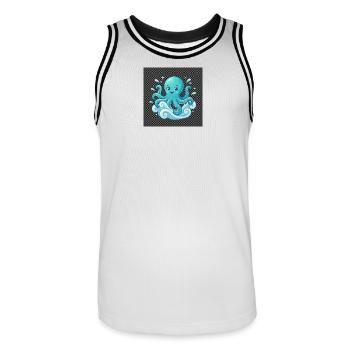 Cheerful Octopus with Waves - Men's Basketball Jersey - white/black - Front - AI Model Male 185 dark (185cm)