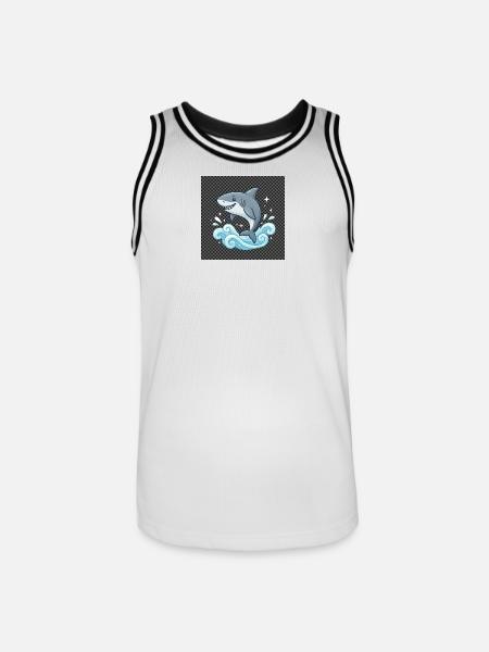 Hai Sprung im Meeresrauschen - Männer Basketball-Trikot - Weiß/Schwarz