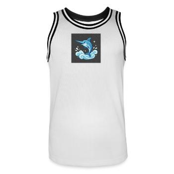 Water dolphin jumping motif - Men's Basketball Jersey - white/black - Front - AI Model Male 185 dark (185cm)