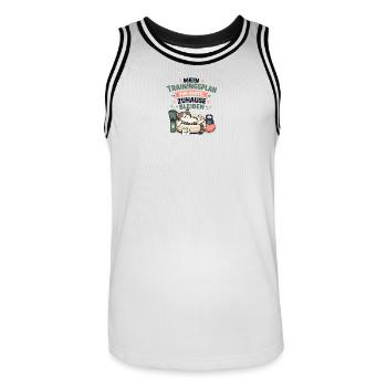 Mein Trainingsplan Heute Zuhause - Männer Basketball-Trikot - Weiß/Schwarz - Vorne - AI Model Male 185 dark (185cm)