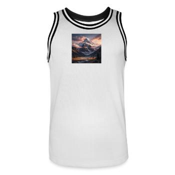 Montagnes - Maillot de basket Homme - blanc/noir - Devant - AI Model Male 185 dark (185cm)