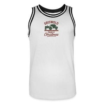 Griswold Family Christmas Tractor - Men's Basketball Jersey - white/black - Front - AI Model Male 185 dark (185cm)