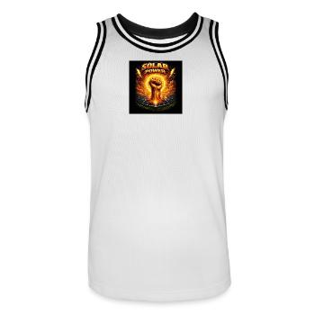 Solar Power Fist - Men's Basketball Jersey - white/black - Front - AI Model Male 185 dark (185cm)