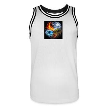 The Elements - Men's Basketball Jersey - white/black - Front - AI Model Male 185 dark (185cm)