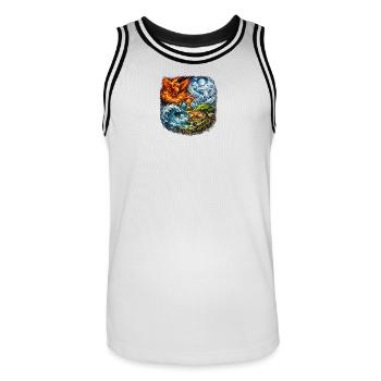 Phoenix, Fire, Water, Earth, Symbolism - Men's Basketball Jersey - white/black - Front - AI Model Male 185 dark (185cm)