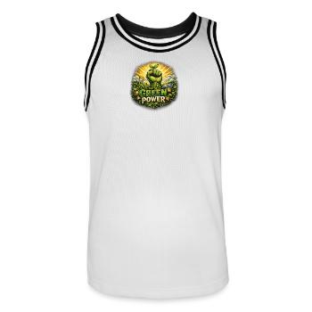 Green Power : Poings Focus Environnementaux - Maillot de basket Homme - blanc/noir - Devant - AI Model Male 185 dark (185cm)