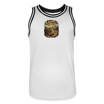 Carpe Diem Bergwanderer - Männer Basketball-Trikot - Weiß/Schwarz - Vorne - AI Model Male 185 dark (185cm)