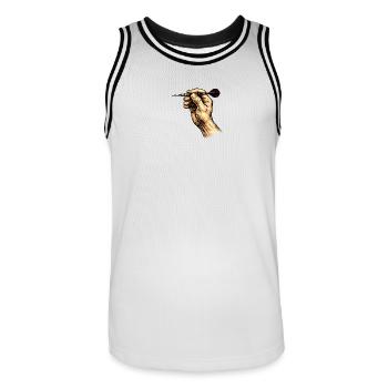 Unerring hand with darts - Men's Basketball Jersey - white/black - Front - AI Model Male 185 dark (185cm)