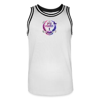 Vous comptez : Continuez Cercle - Maillot de basket Homme - blanc/noir - Devant - AI Model Male 185 dark (185cm)