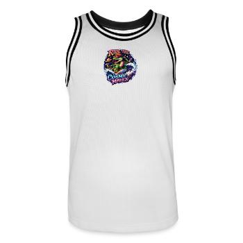 Crocodile des Surfs Cosmique - Maillot de basket Homme - blanc/noir - Devant - AI Model Male 185 dark (185cm)