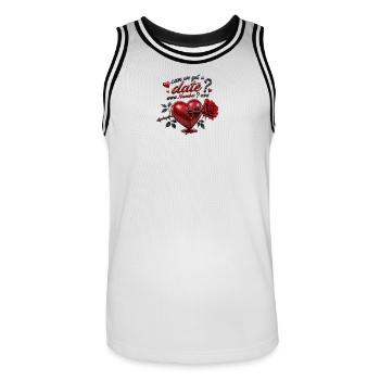 Date de Rose Heart brisée - Maillot de basket Homme - blanc/noir - Devant - AI Model Male 185 dark (185cm)