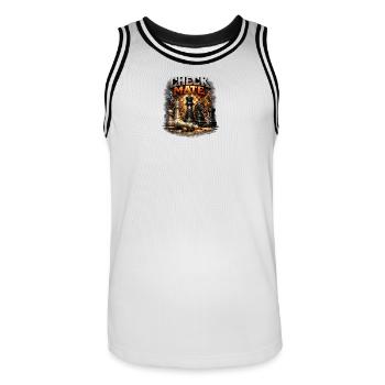 Check Mate: Royal Chess Duel - Men's Basketball Jersey - white/black - Front - AI Model Male 185 dark (185cm)