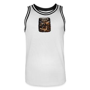 Échec et mat Roi de la Mort sur l’échiquier - Maillot de basket Homme - blanc/noir - Devant - AI Model Male 185 dark (185cm)