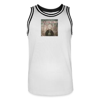 Où es-tu maintenant par Mark Noone - Maillot de basket Homme - blanc/noir - Devant - AI Model Male 185 dark (185cm)