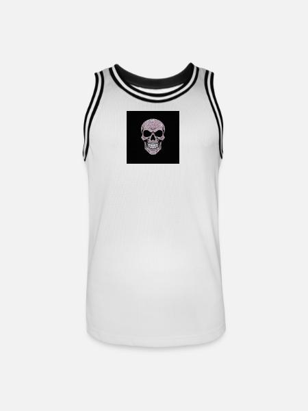 Glittering skull on black - Men's Basketball Jersey - white/black