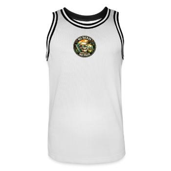 Strandskull No Brain No Pain - Männer Basketball-Trikot - Weiß/Schwarz - Vorne - AI Model Male 185 dark (185cm)