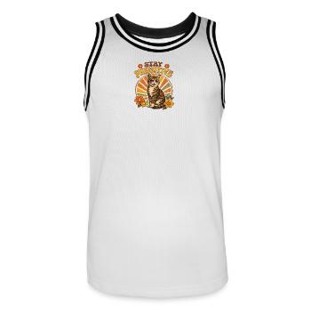 Stay Pawsitive Katze - Männer Basketball-Trikot - Weiß/Schwarz - Vorne - AI Model Male 185 dark (185cm)