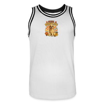 Stay Pawsitive Hund Retro Vibe - Männer Basketball-Trikot - Weiß/Schwarz - Vorne - AI Model Male 185 dark (185cm)