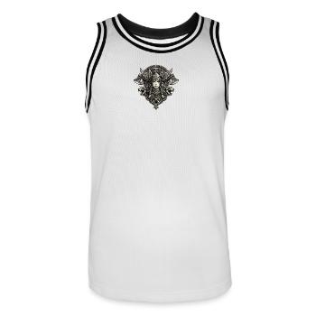 Walküre-Wolfswappen - Männer Basketball-Trikot - Weiß/Schwarz - Vorne - AI Model Male 185 dark (185cm)