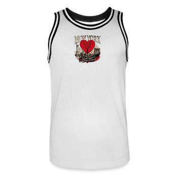 New York Herz Stadtlandschaft - Männer Basketball-Trikot - Weiß/Schwarz - Vorne - AI Model Male 185 dark (185cm)
