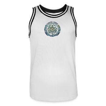 Exotische Vibes 🐢 Sammlung Textil Tatau - Männer Basketball-Trikot - Weiß/Schwarz - Vorne - AI Model Male 185 dark (185cm)