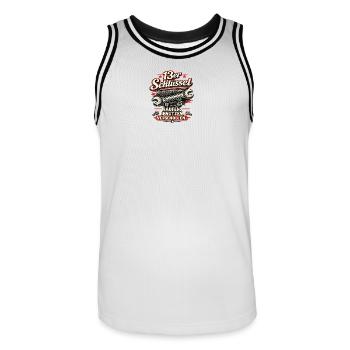 13er Schraubenschlüssel Vintage Druck - Männer Basketball-Trikot - Weiß/Schwarz - Vorne - AI Model Male 185 dark (185cm)