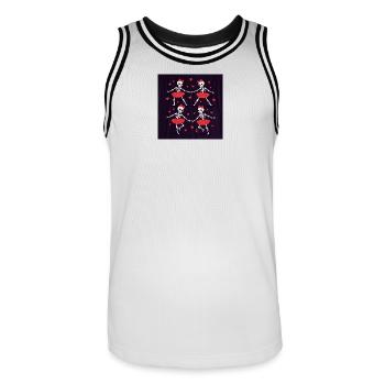 Skeletttänze mit roten Röcken - Männer Basketball-Trikot - Weiß/Schwarz - Vorne - AI Model Male 185 dark (185cm)