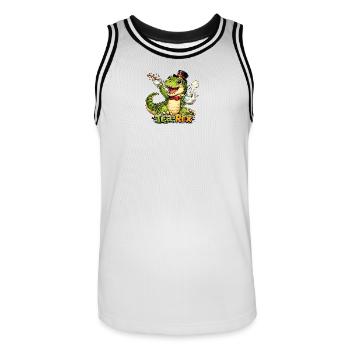 Tea-Rex  - Männer Basketball-Trikot - Weiß/Schwarz - Vorne - AI Model Male 185 dark (185cm)