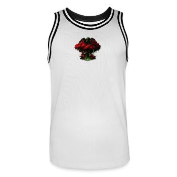 Magie d’araignée verte sur nuage rouge - Maillot de basket Homme - blanc/noir - Devant - AI Model Male 185 dark (185cm)
