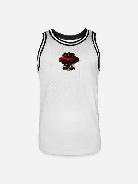 Green spider magic over red cloud - Men's Basketball Jersey - white/black