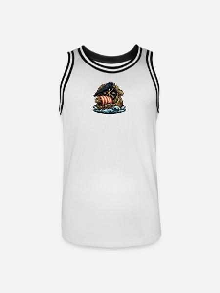 Raven Rudder Viking Ship Emblem - Men's Basketball Jersey - white/black