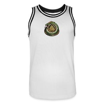 Ouroboros Triangle Logo - Men's Basketball Jersey - white/black - Front - AI Model Male 185 dark (185cm)