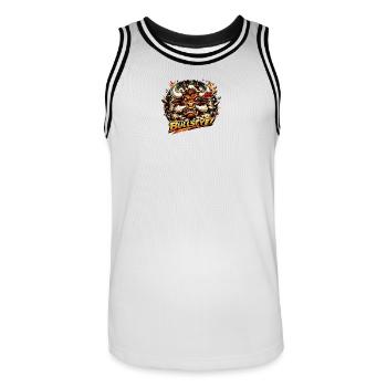 Feuerstier Bullseye Dartscheibe - Männer Basketball-Trikot - Weiß/Schwarz - Vorne - AI Model Male 185 dark (185cm)